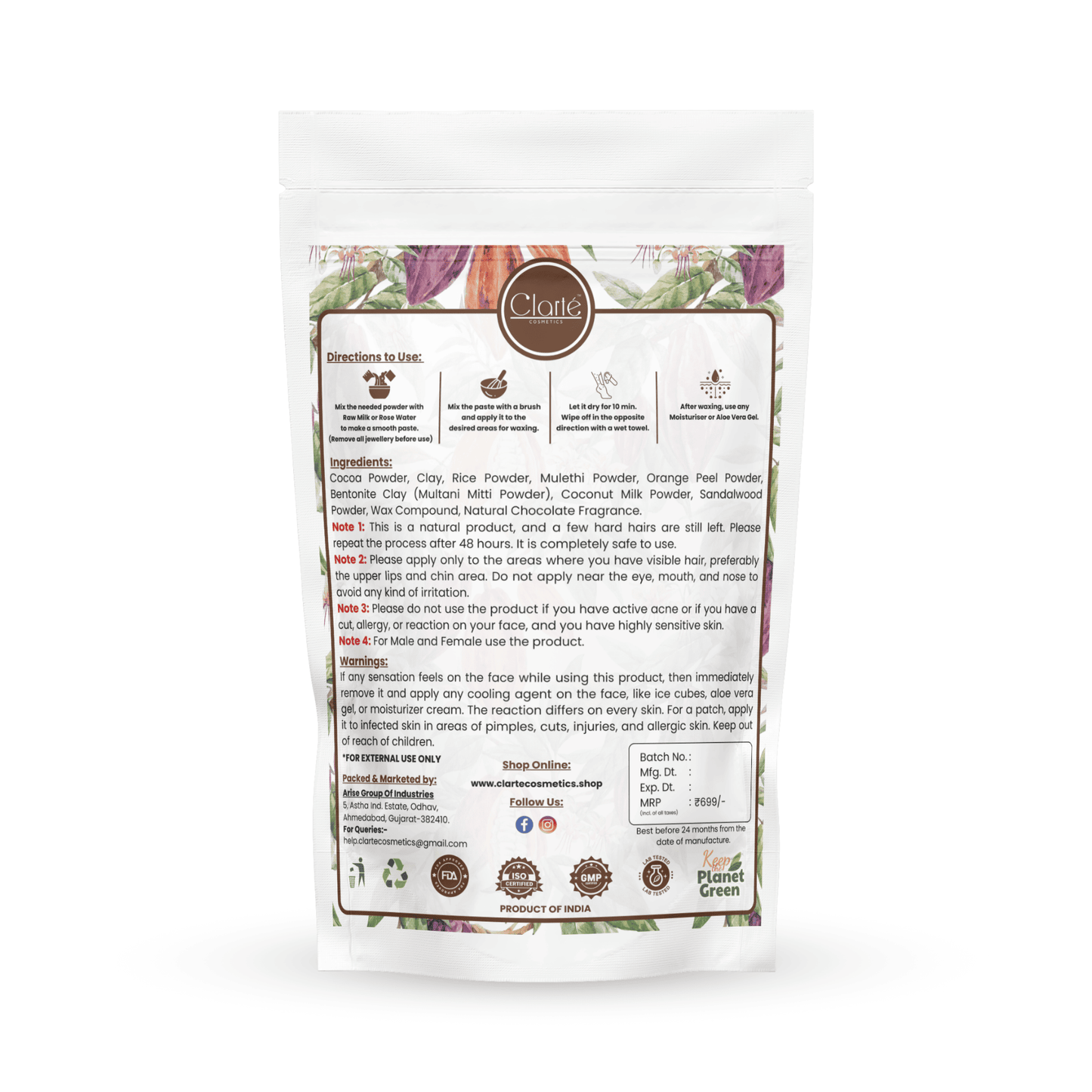 Chocolate Body Wax Powder - Instant Waxing