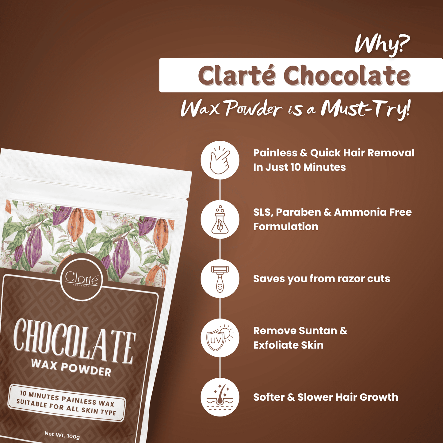 Chocolate Body Wax Powder - Instant Waxing