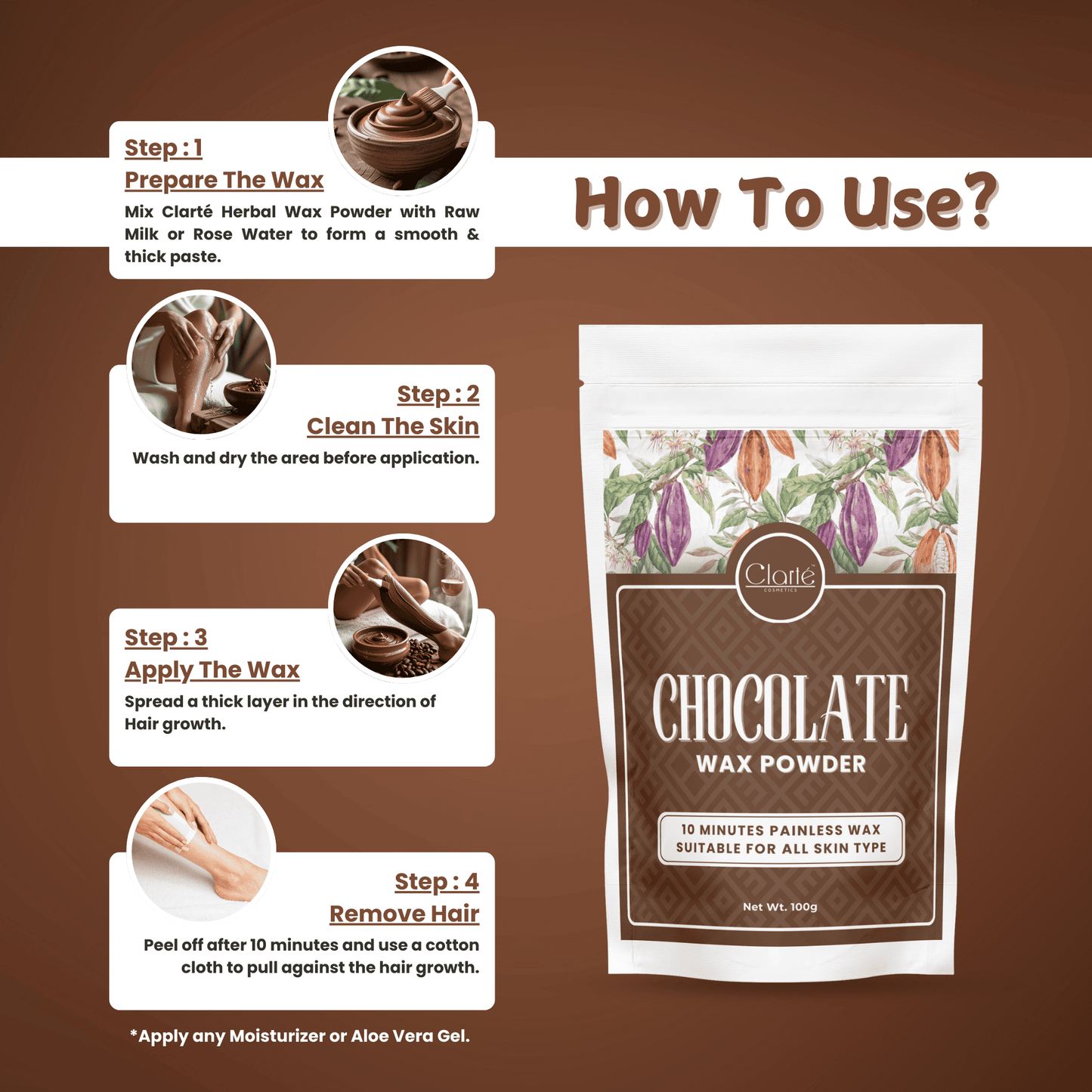 Chocolate Body Wax Powder - Instant Waxing