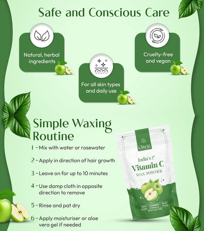 Clarte Green Apple Vitamin C Wax Powder - India's 1st - 100g