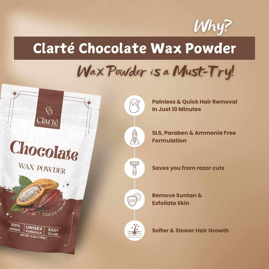 Clarte Chocolate Wax Powder For Instant Hair Removal - 100g