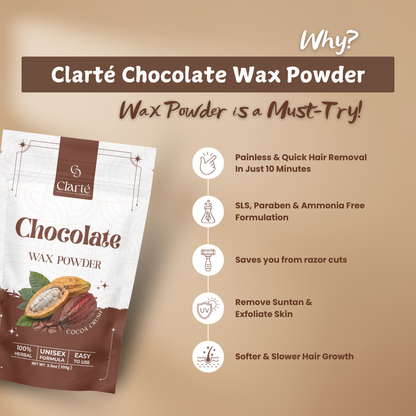 Clarte Chocolate Wax Powder For Instant Hair Removal - 100g