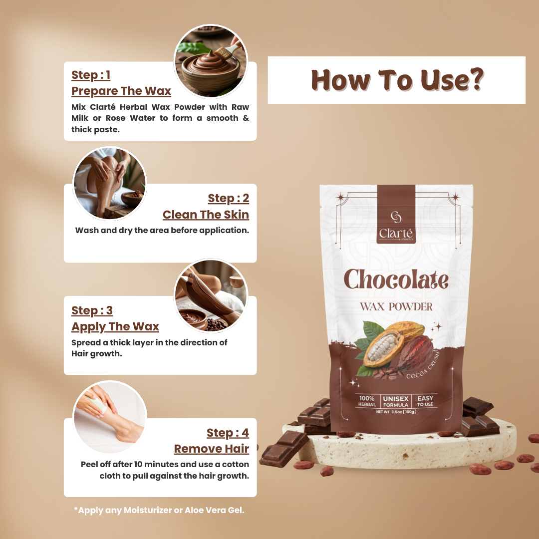 Clarte Chocolate Wax Powder For Instant Hair Removal - 100g