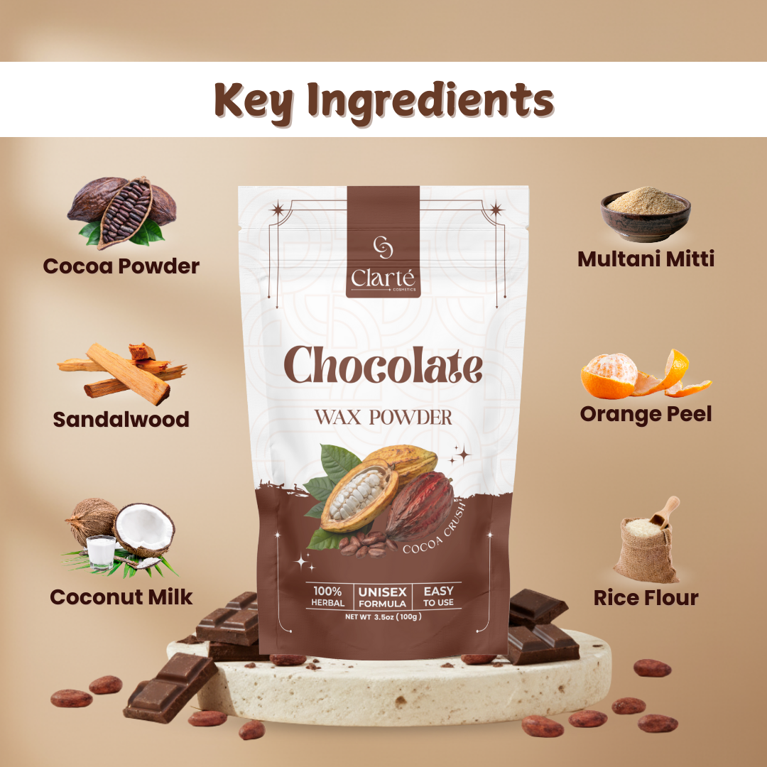 Clarte Chocolate Wax Powder For Instant Hair Removal - 100g