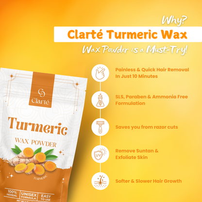 Clarte Turmeric Wax Powder For Women - 100g