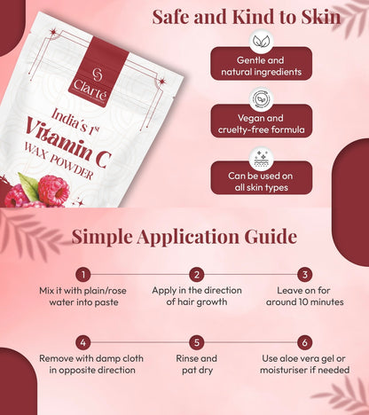 Clarte Raspberry Vitamin C Wax Powder - India's 1st - 100g